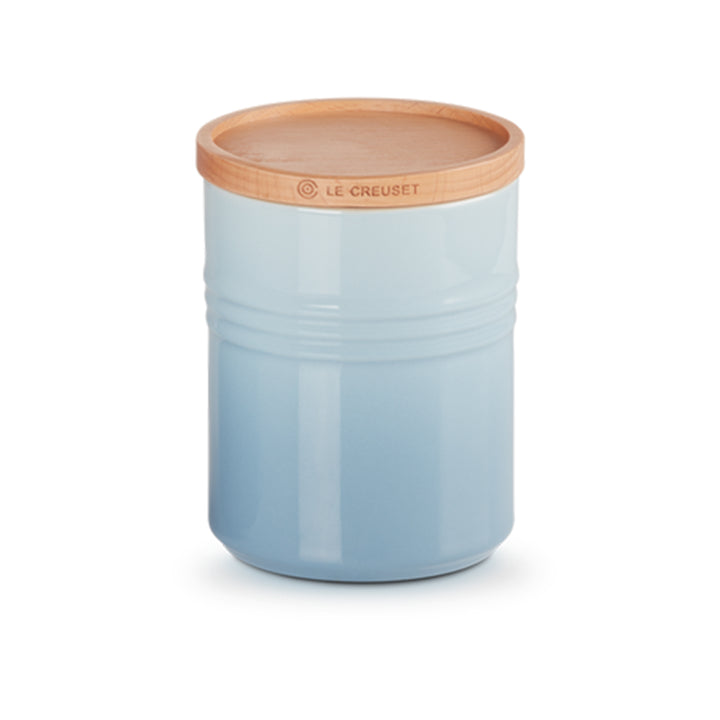 Le Creuset, Le Creuset Stoneware Medium Storage Jar with Wooden Lid - Coastal Blue, Redber Coffee