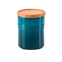 Le Creuset, Le Creuset Stoneware Medium Storage Jar with Wooden Lid - Deep Teal, Redber Coffee