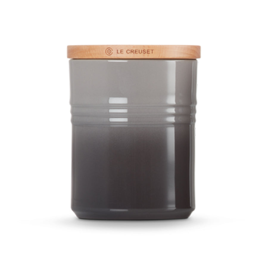 Le Creuset, Le Creuset Stoneware Medium Storage Jar with Wooden Lid - Flint, Redber Coffee