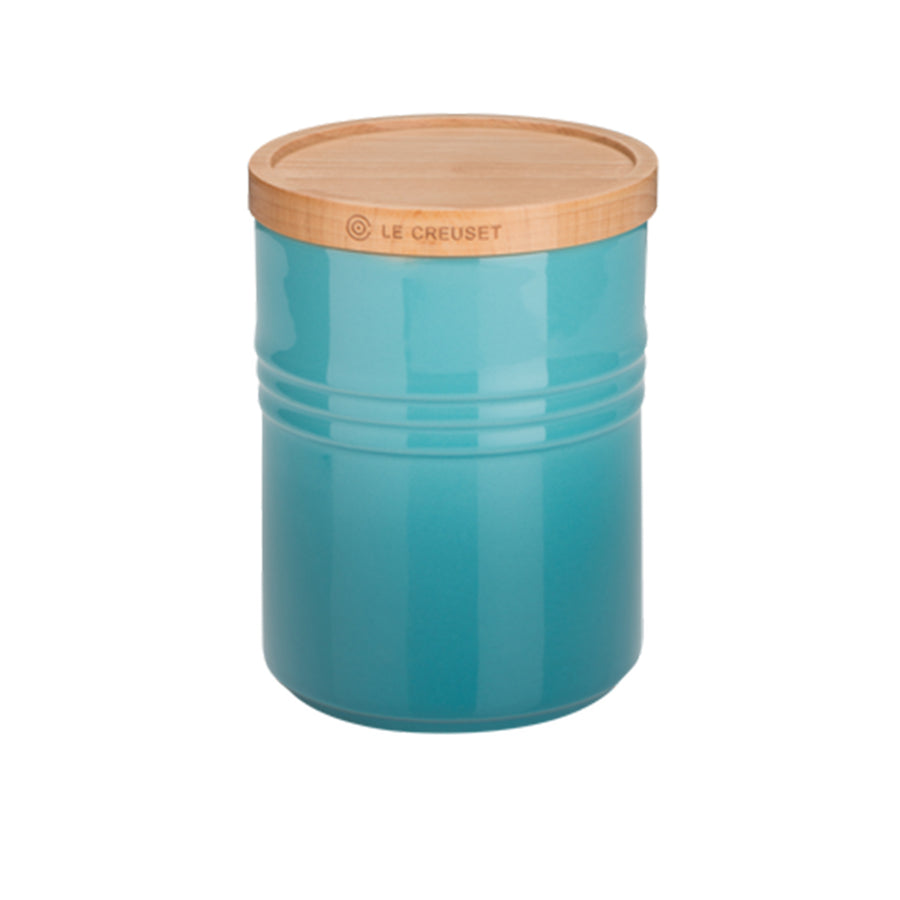 Le Creuset, Le Creuset Stoneware Medium Storage Jar with Wooden Lid - Teal, Redber Coffee