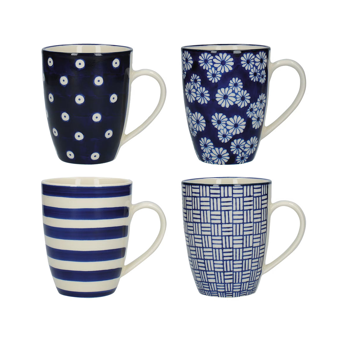 London Pottery, London Pottery Set of 4 Tulip Mugs - Blue, Redber Coffee