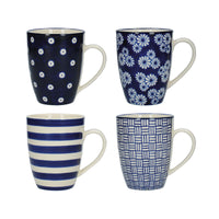 London Pottery, London Pottery Set of 4 Tulip Mugs - Blue, Redber Coffee