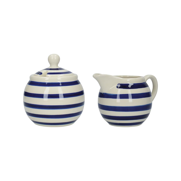London Pottery, London Pottery Sugar and Creamer Set - Blue Bands, Redber Coffee