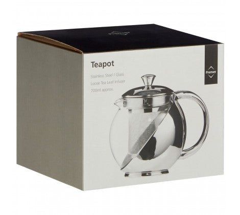 Premier Housewares, Premier Housewares Stainless Steel Teapot with Infuser 650ml, Redber Coffee