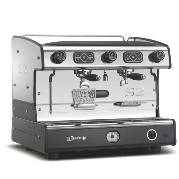 Commercial La Spaziale S2 semi-automatic espresso machine with 2 or 3 group configurations, featuring a stainless steel body, built-in pump, and proportioned dosing system. Ideal for cafés, coffee shops, and restaurants seeking barista-quality coffee and energy-efficient performance.
