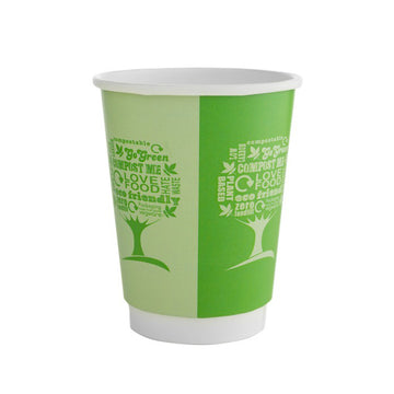 Vegware, Vegware Compostable Double Wall Cup, 89-Series - Green Tree 340ml / 12oz (Pack of 500), Redber Coffee