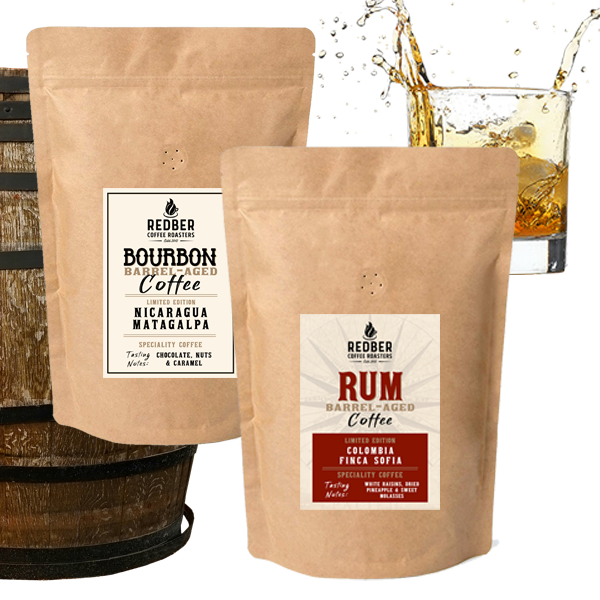 Barrel Aged Coffee Bundle Bourbon & Rum Infused Coffee Redber Coffee