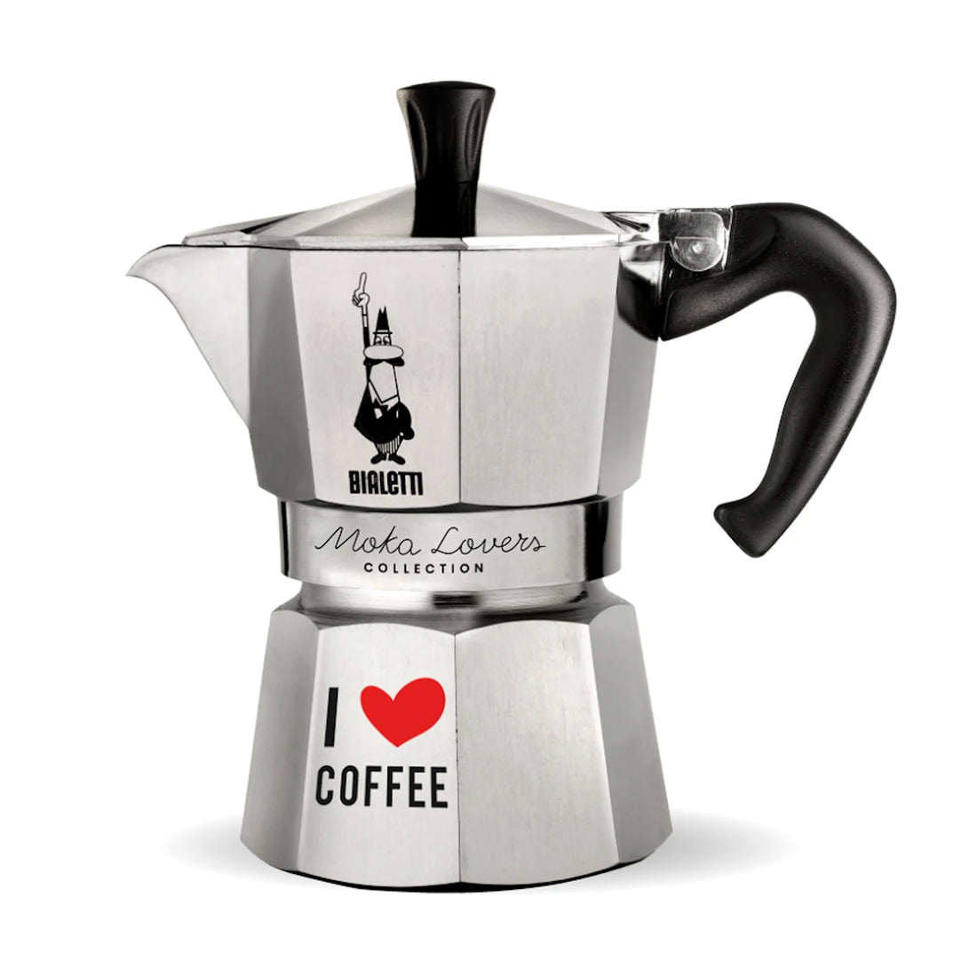 Bialetti, Bialetti Moka Express "I Love" Aluminium Stovetop Coffee Maker (6 Cup), Redber Coffee