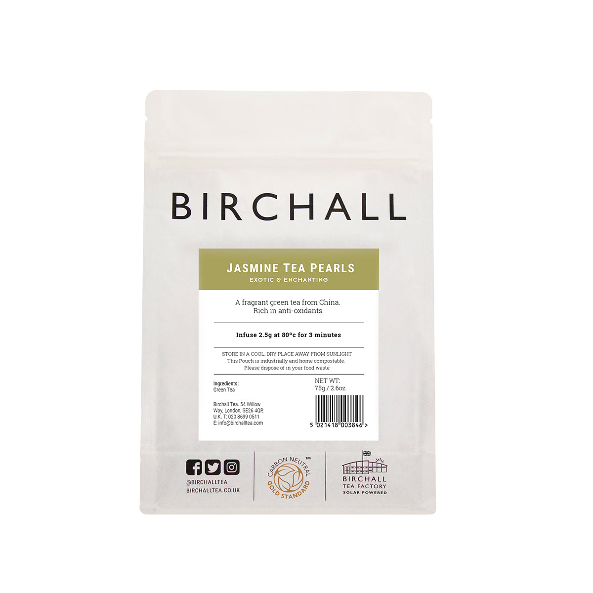 Birchall, Birchall Loose Leaf Tea 75g - Jasmine Tea Pearls, Redber Coffee