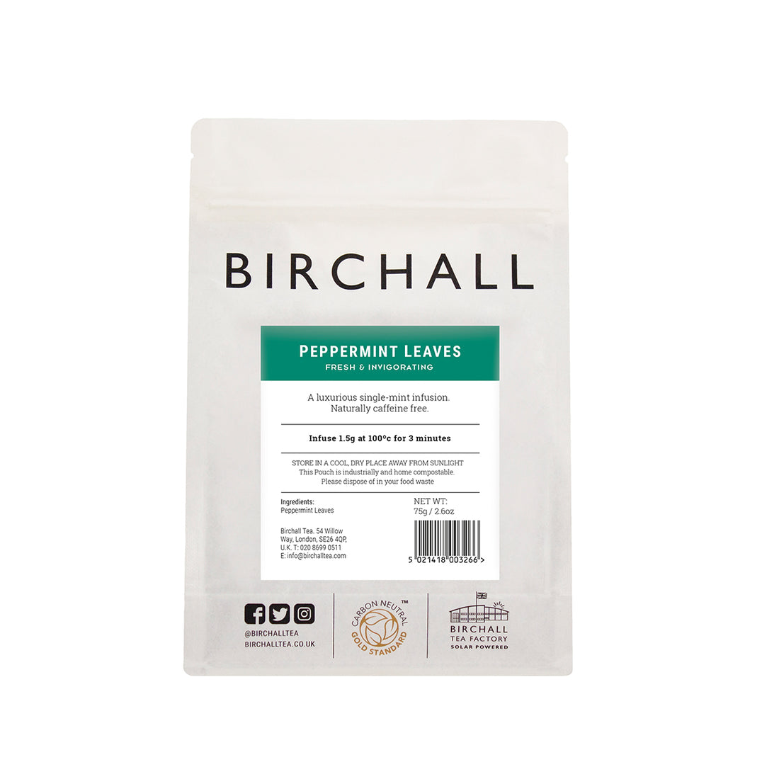 Birchall, Birchall Loose Leaf Tea 75g - Peppermint Leaves, Redber Coffee
