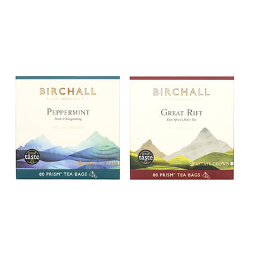 Birchall, Birchall Plant-Based Prism Tea Bags 2x 80pcs Bundle - Great Rift Breakfast Blend and Peppermint, Redber Coffee