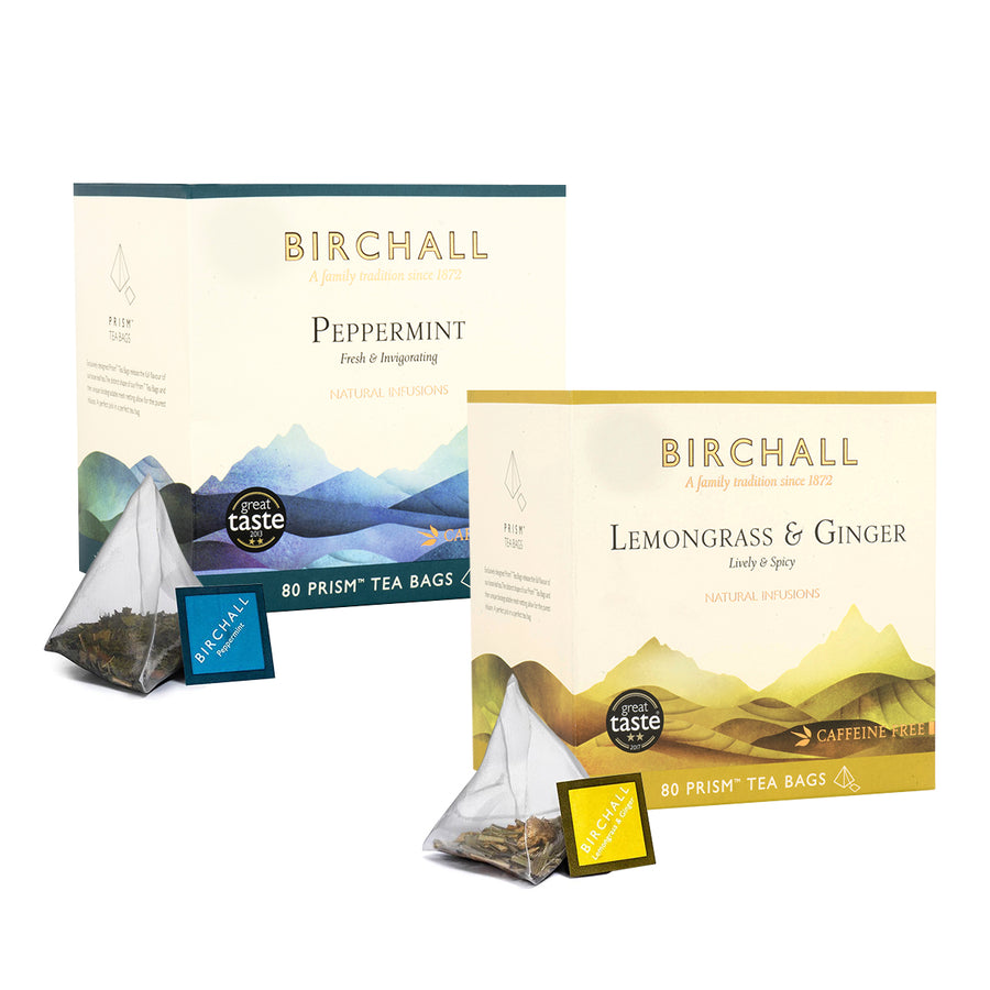 Birchall, Birchall Plant-Based Prism Tea Bags 2x 80pcs Bundle - Lemongrass & Ginger and Peppermint, Redber Coffee