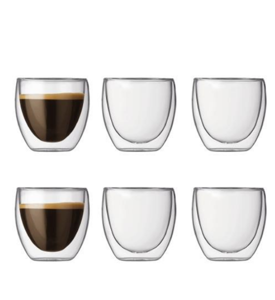 Bodum, Bodum Pavina Double Wall Glasses, 0.25L, Set of 6 - 4558-10-12, Redber Coffee