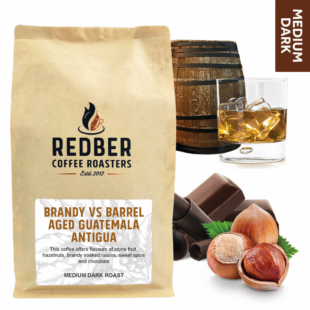Redber, Brandy VS Barrel Aged Guatemala Antigua - Medium Dark Roast, Redber Coffee