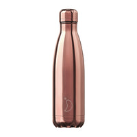 Chilly's, Chilly's Vacuum Insulated Stainless Steel 500ml Drinking Bottle - Chrome Rose Gold, Redber Coffee