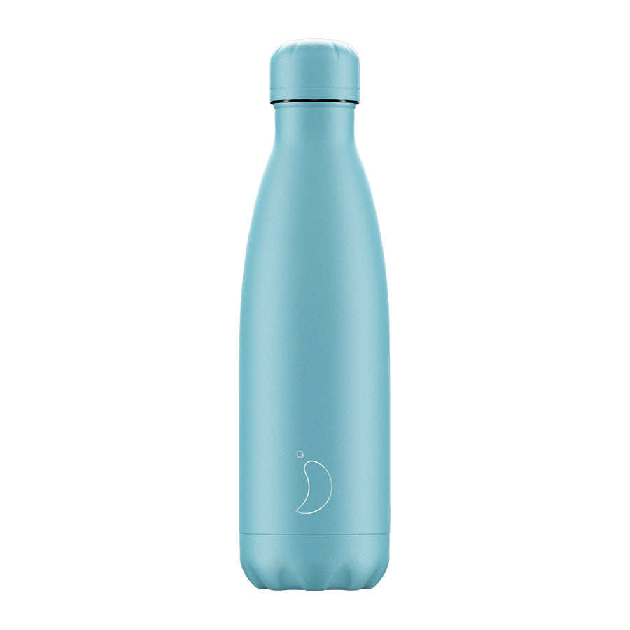 Chilly's, Chilly's Vacuum Insulated Stainless Steel 500ml Drinking Bottle - Pastel All Blue, Redber Coffee