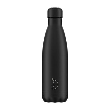 Chilly's, Chilly's Vacuum Insulated Stainless Steel 500ml Drinking Bottle - Monochrome All Black, Redber Coffee