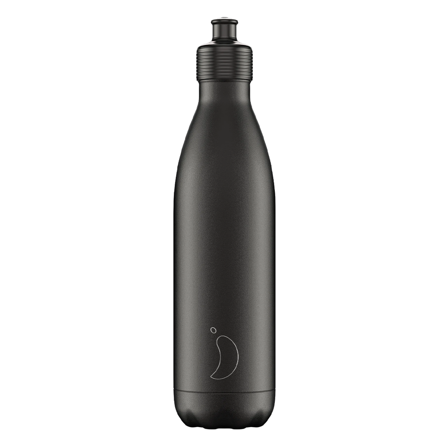 Chilly's, Chilly's Vacuum Insulated Stainless Steel 750ml Sports Drinking Bottle  - Monochrome Black, Redber Coffee