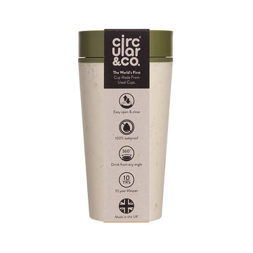 Circular&Co, Circular&Co Recycled Travel Mug 12oz - Cream & Honest Green, Redber Coffee