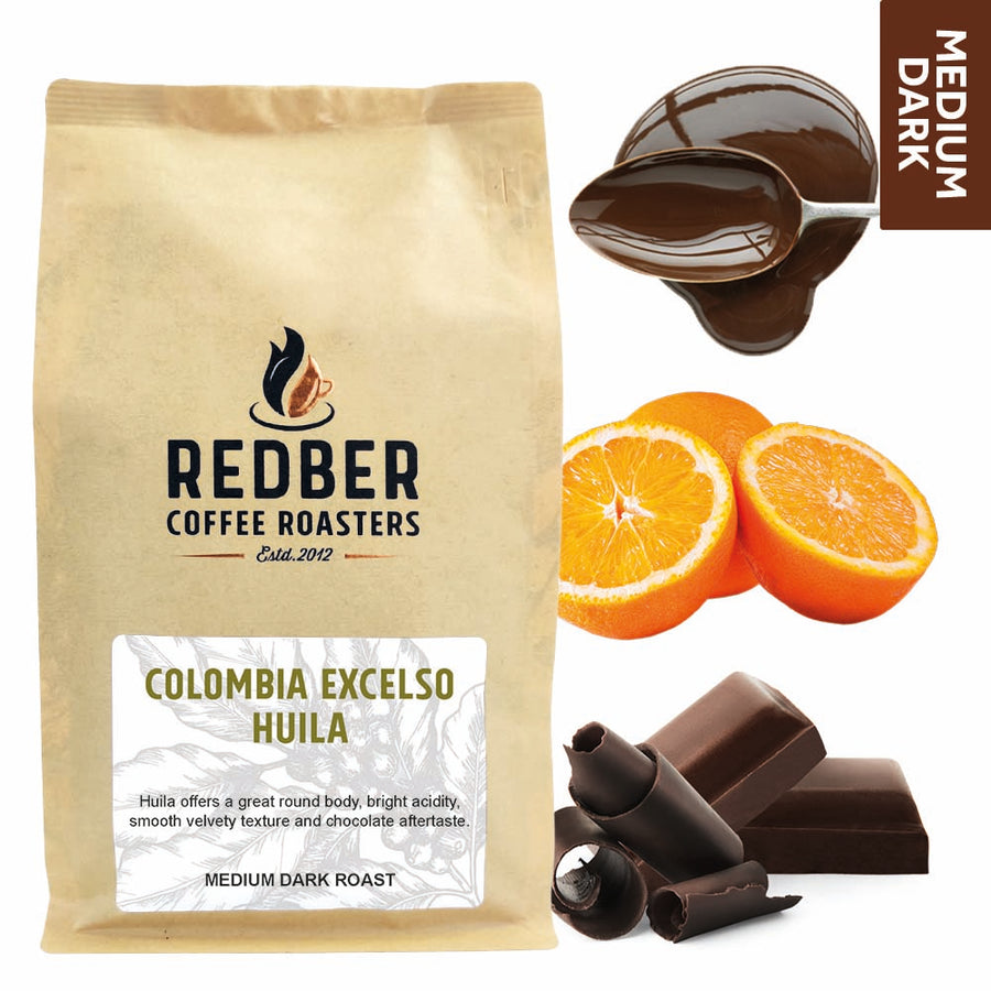 Redber, COLOMBIA EXCELSO HUILA - Medium-Dark Roast Coffee, Redber Coffee