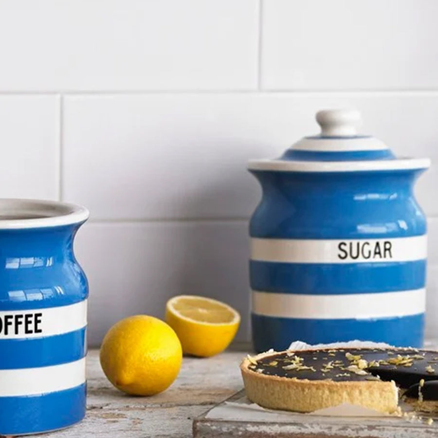 Cornishware, Cornishware Cornish Sugar Storage Jar - Blue, Redber Coffee