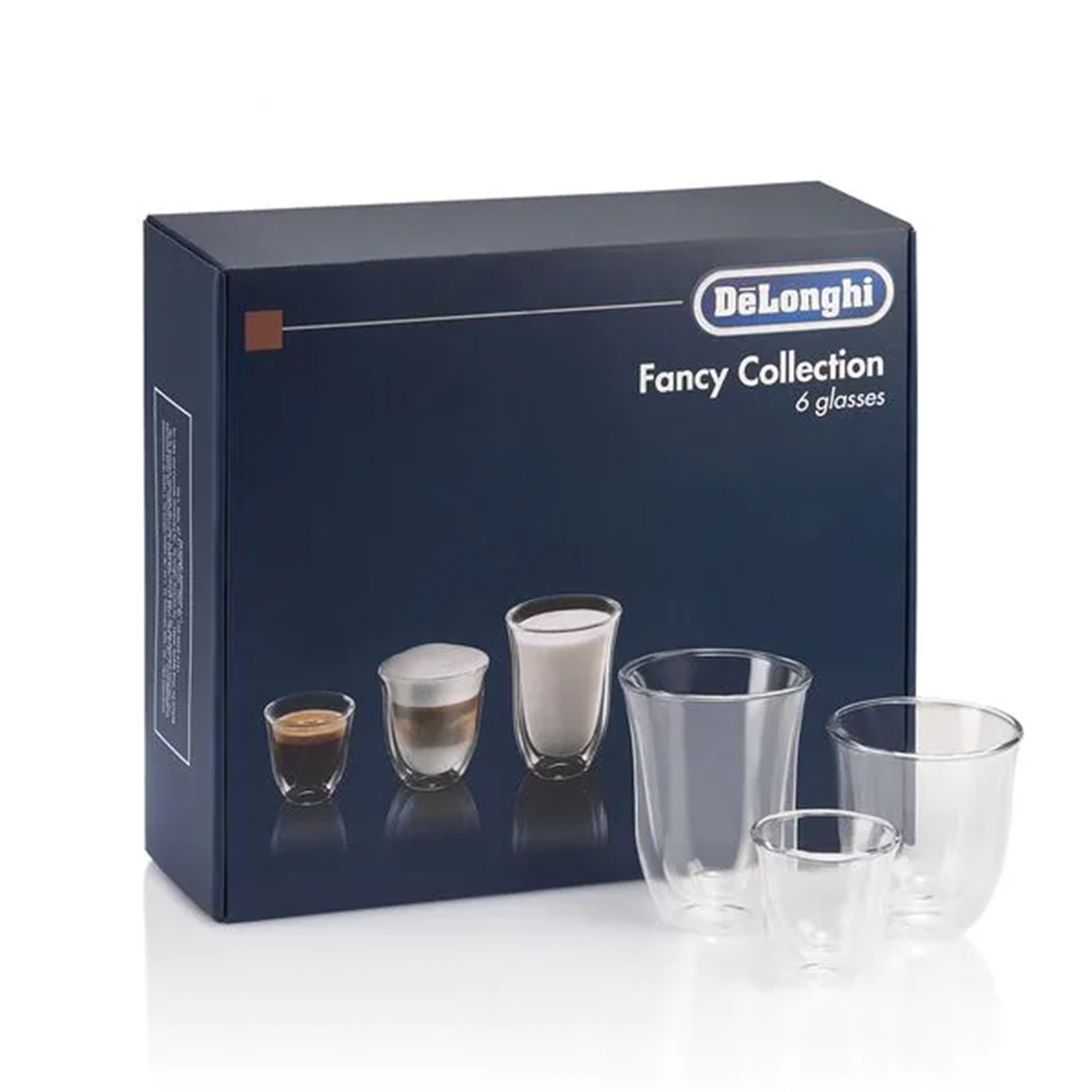 De Longhi fancy collection set of 6 cappuccino espresso and latte glasses Redber Coffee