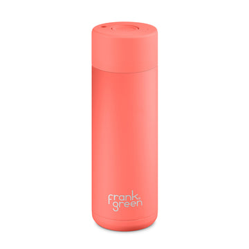 Frank Green, Frank Green 20oz/595ml Ceramic Reusable Bottle with Button Lid - Living Coral, Redber Coffee