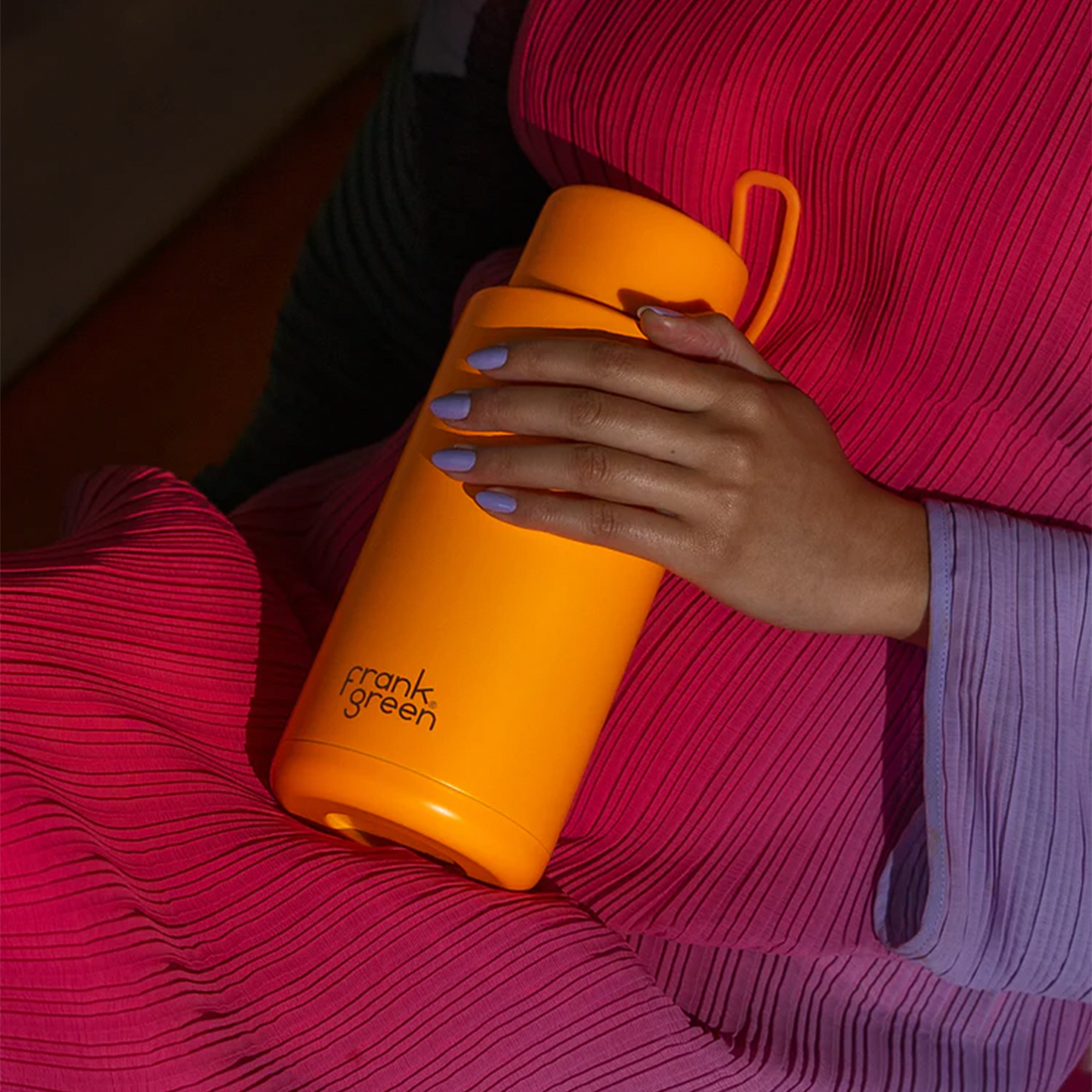 Frank Green 34oz/1005ml Ceramic Reusable Bottle Neon Orange Redber