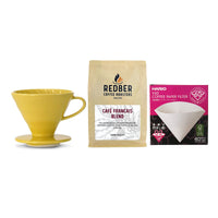 Redber, Hario V60 Size 02 Ceramic Coffee Dripper & 40pcs Filter Papers - Coffee Brewing Kit, Redber Coffee