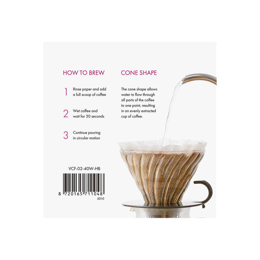 Hario, Hario V60 Coffee Filter Papers Size 02 - White (40 pack), Redber Coffee