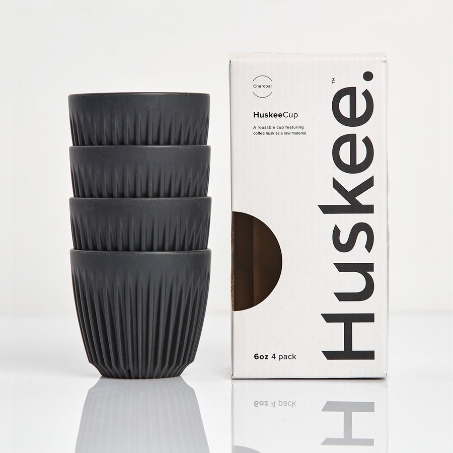 Huskee, Huskee Reusable 6oz Coffee Cups 4 Pack - Charcoal, Redber Coffee