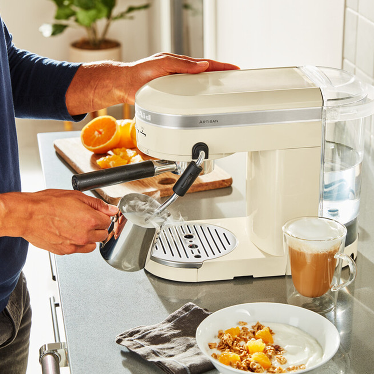 KitchenAid, KitchenAid Artisan Semi Automatic Espresso Coffee Machine - Almond Cream, Redber Coffee