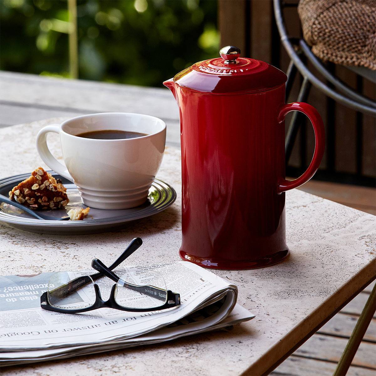 Le Creuset Stoneware Cafetiere - Cerise | Redber Coffee