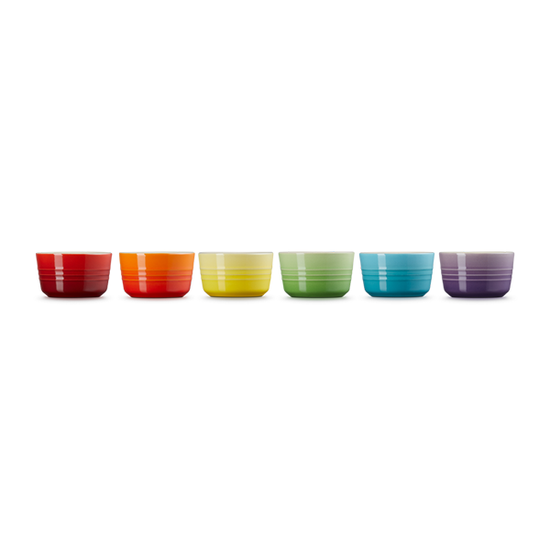 Le Creuset Stoneware Set of 6 Rainbow Ramekins Redber Coffee