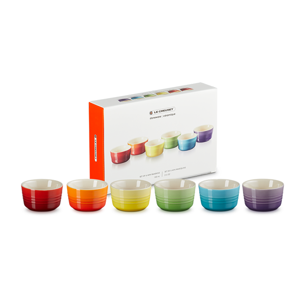 Le Creuset Stoneware Set of 6 Rainbow Ramekins