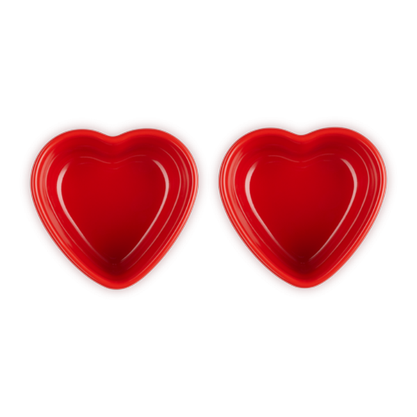 Le Creuset Stoneware Set of 2 Heart Ramekins - Cerise