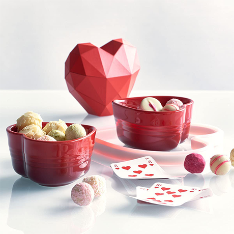 Le Creuset Stoneware Set of 2 Heart Ramekins - Cerise
