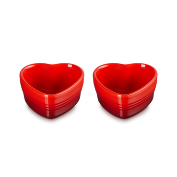 Le Creuset Stoneware Set of 2 Heart Ramekins - Cerise