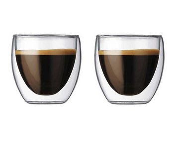 Bodum, Bodum Pavina Set of 2 Double Wall Glasses, 0.08L - 4557-10, Redber Coffee