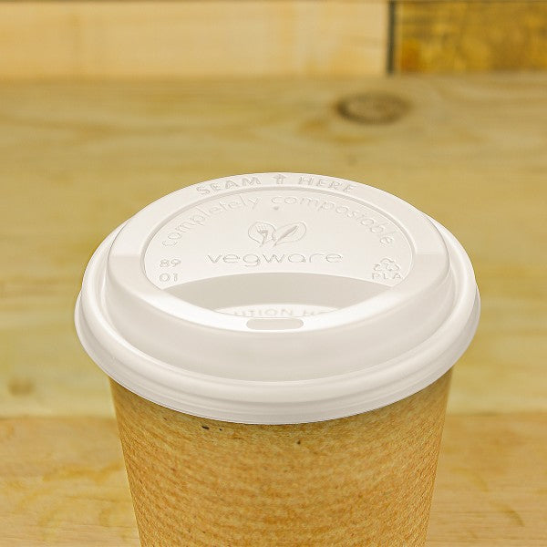 Vegware, Vegware Compostable Coffee Cup Lids 340ml / 12oz (Pack of 1000), Redber Coffee