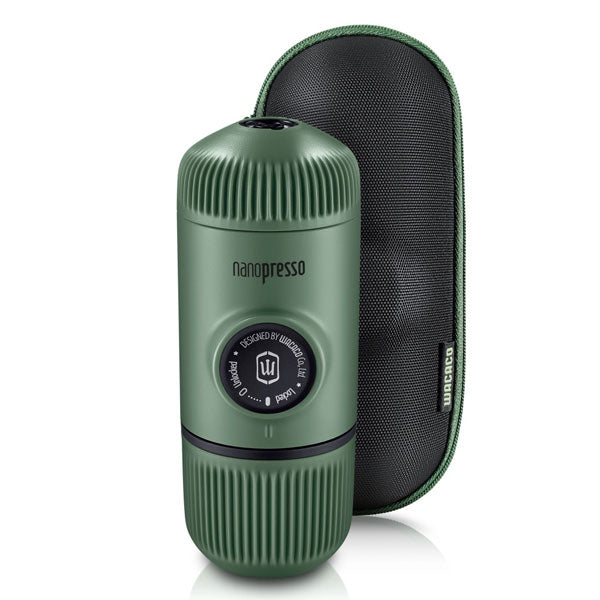 Wacaco, Wacaco Nanopresso Elements Portable Espresso Maker with Hard Case  - Moss Green with Free Coffee, Redber Coffee